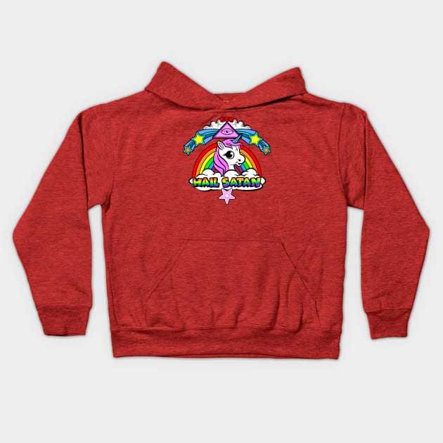 HAIL SATAN Kids Hoodie by trev4000